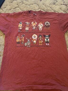Grand Canyon Rust Red Shirt -Sleeve Tee with Tribal Character Graphics